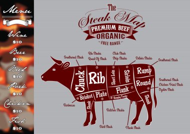 menu do grillowania steków i krowa