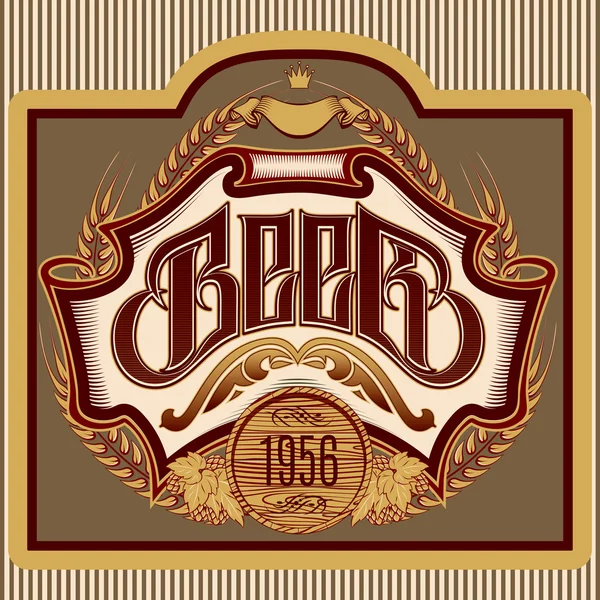 bira için süsleme yazıt ile oval etiketi