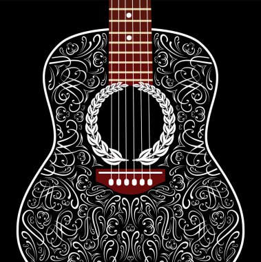 eski arka plan siyah akustik gitar ile