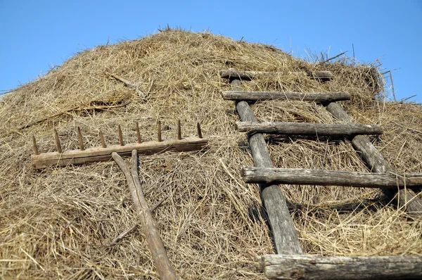 Rakes and stairs to the haystack — Stock Photo, Image