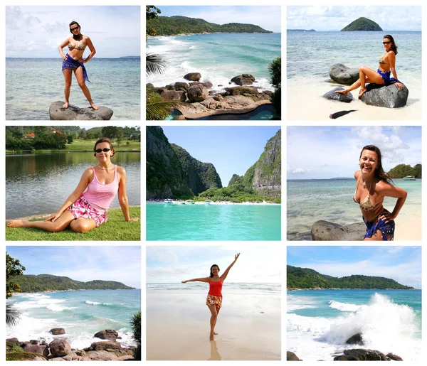 Felice Giovane Donna godendo sulla spiaggia in Thailandia — Foto Stock