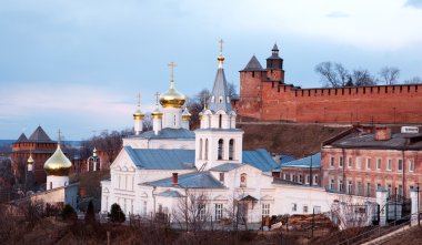 panoramik bahar Nisan görüntülemek kilise ve kremlin nizhny novgorod