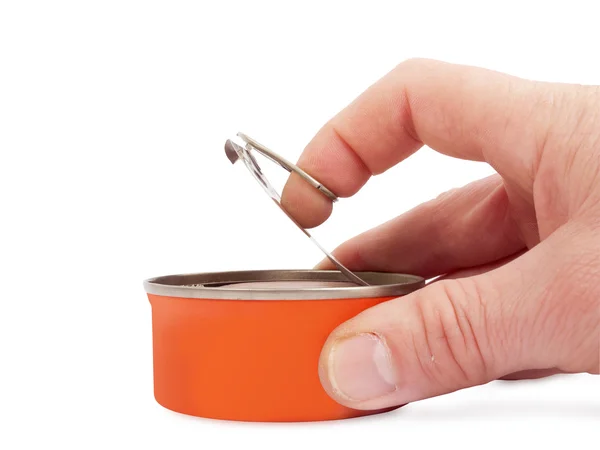 Opening tin — Stock Photo, Image