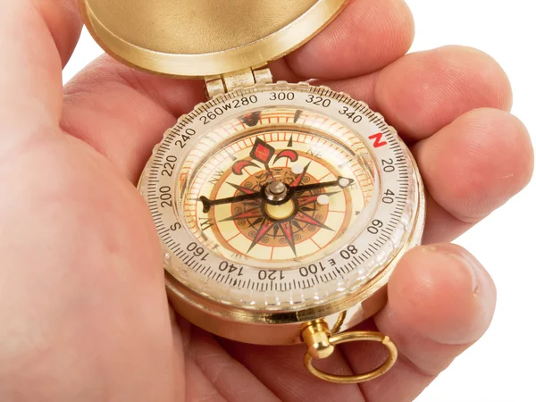 Compass in hand — Stock Photo, Image