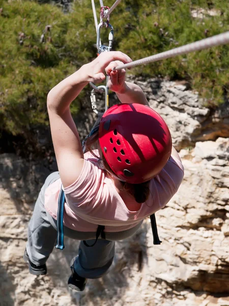 Tyrolean traverse — Stock Photo, Image