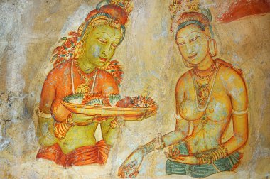 sigiriya tarihinde ünlü duvar resimleri. Sri lanka
