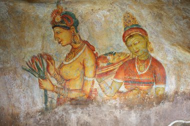 sigiriya tarihinde ünlü duvar resimleri. Sri lanka