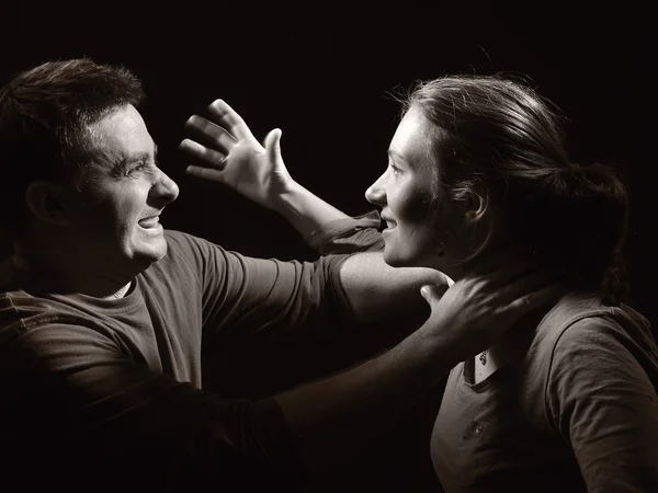 Man and woman screaming at each other. Marriage before divorce. — Stock Photo