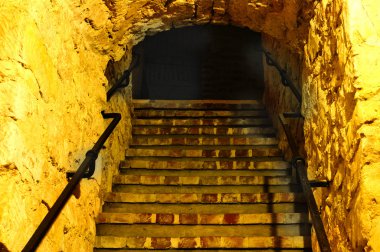 eski taş tünel. lublin, Polonya altında yeraltı yol.