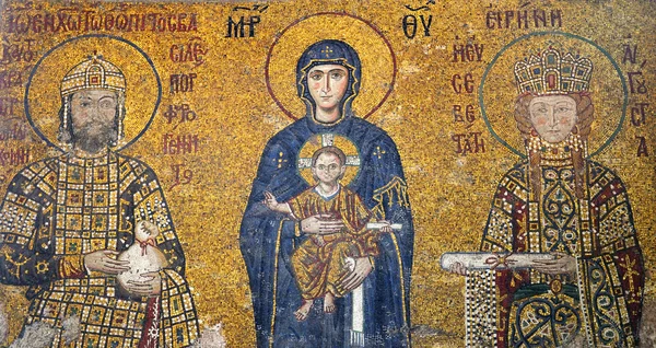 Byzantijnse mozaïek in hagia sophia in istanbul. — Stockfoto