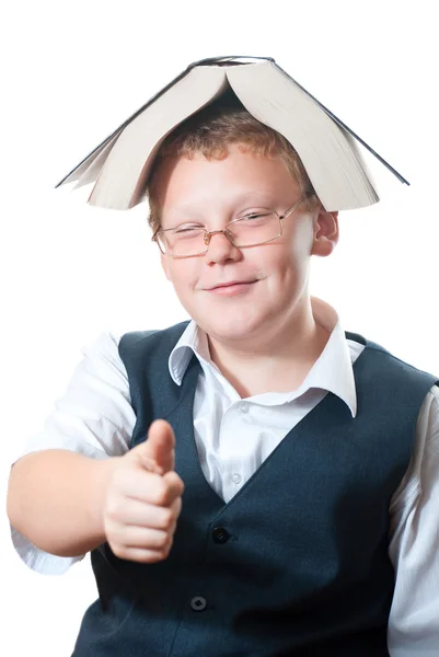 A teenager with a book on her head — Stock Photo, Image