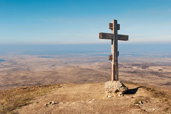 Wooden cross near Stavropol — Stock Photo, Image