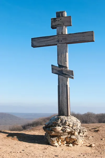 Wooden cross near Stavropol — Stock Photo, Image