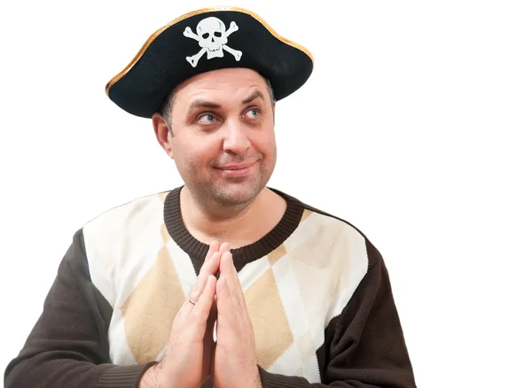 Portrait of a man in a pirate hat — Stock Photo, Image