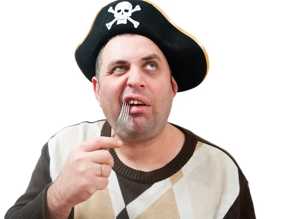 Portrait of a man in a pirate hat — Stock Photo, Image
