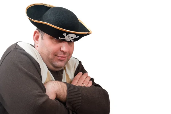 Portrait of a man in a pirate hat — Stock Photo, Image