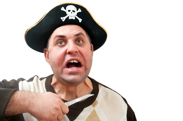 Portrait of a man in a pirate hat — Stock Photo, Image