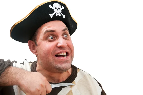 Portrait of a man in a pirate hat — Stock Photo, Image