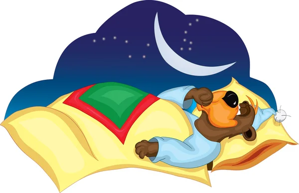 Funny bear sleeps and sucks his thumb — Stock Vector