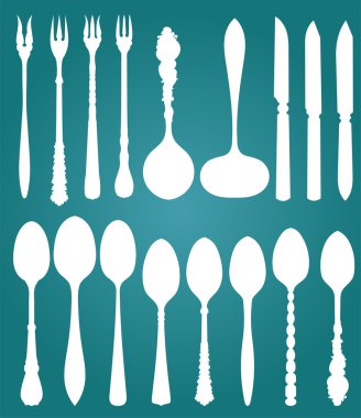 vektör. mavi zemin üzerine Retro çatal bıçak takımı.