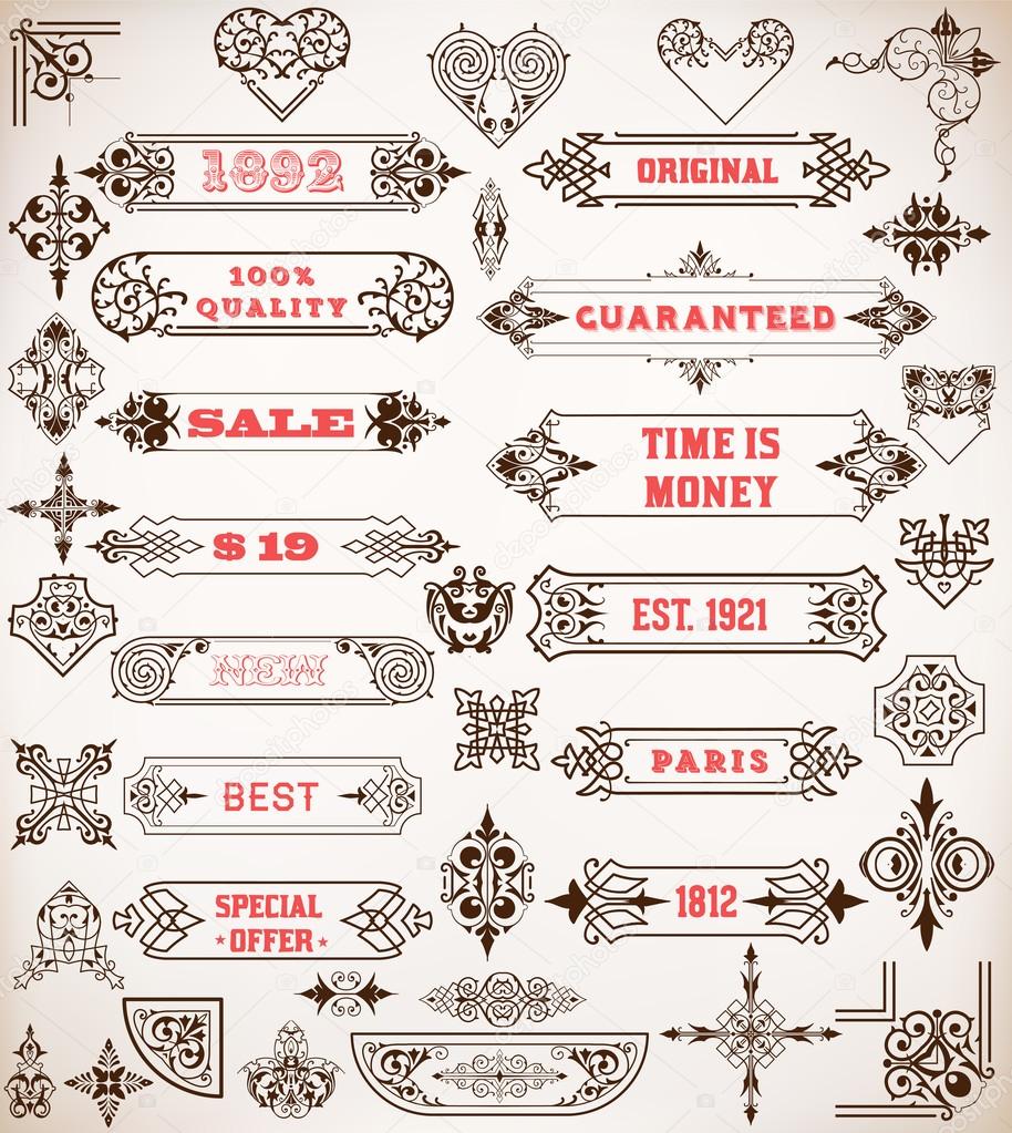 Set of calligraphic design elements