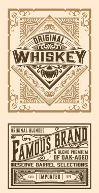 Eski çerçeveli viski etiketi