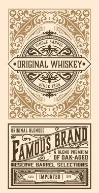 Eski çerçeveli viski etiketi