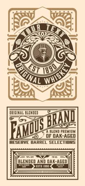 Eski çerçeveli viski etiketi