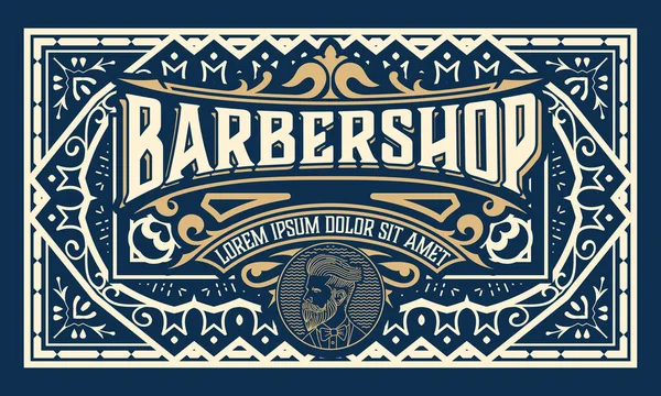 Vintage Barbershop Label Vintage Stil — Stockvektor