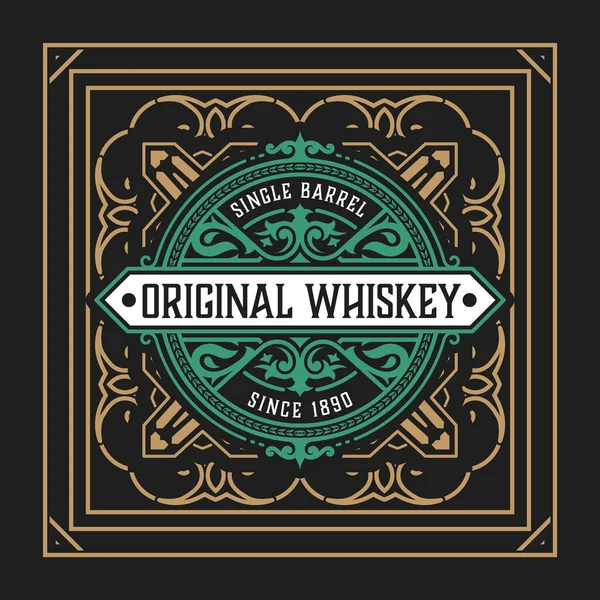 Eski Çerçeveli Viski Etiketi — Stok Vektör