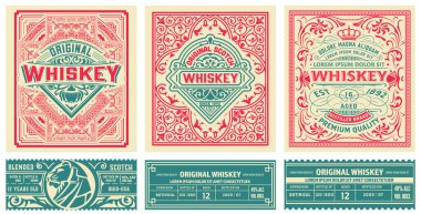 Paketleme için 3 vintage etiket seti