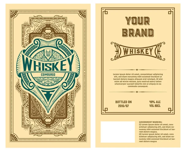 Etiqueta Whisky Con Marcos Viejos — Vector de stock