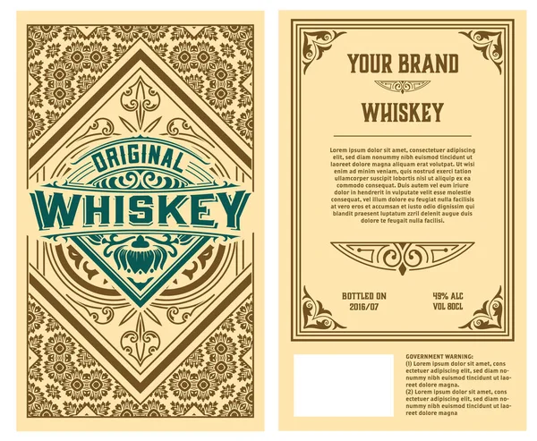 Whiskey Label Met Oude Frames — Stockvector