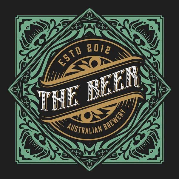 啤酒标签与旧框架 — 图库矢量图片