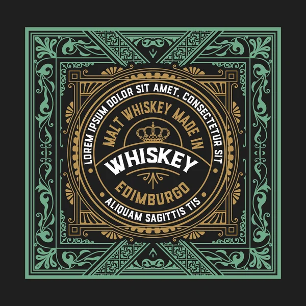 Whiskey Etikett Mit Altem Rahmen — Stockvektor