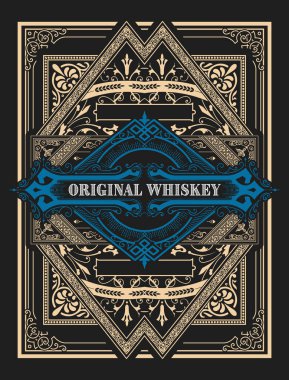 Eski çerçeveli viski etiketi