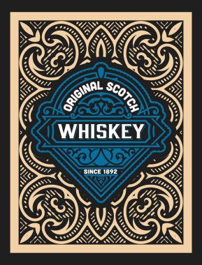 Eski çerçeveli viski etiketi