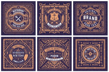 6 etiket seti. Batı tarzı