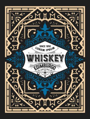 Eski çerçeveli viski etiketi