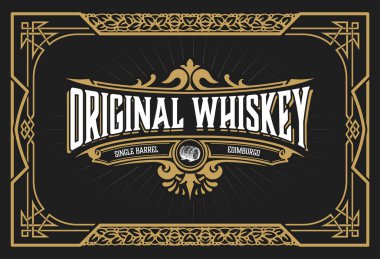 Eski çerçeveli viski etiketi