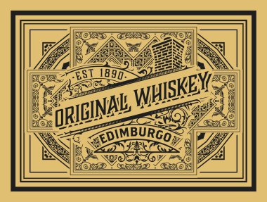 Eski çerçeveli viski etiketi