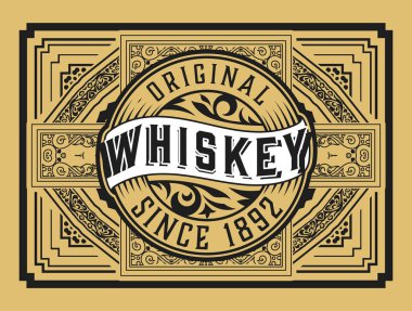 Eski çerçeveli viski etiketi