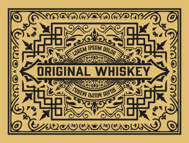 Eski çerçeveli viski etiketi