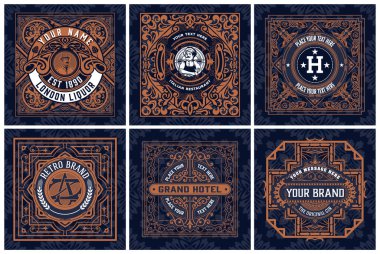 6 etiket seti. Batı tarzı