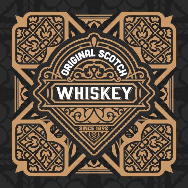 Eski çerçeveli viski etiketi