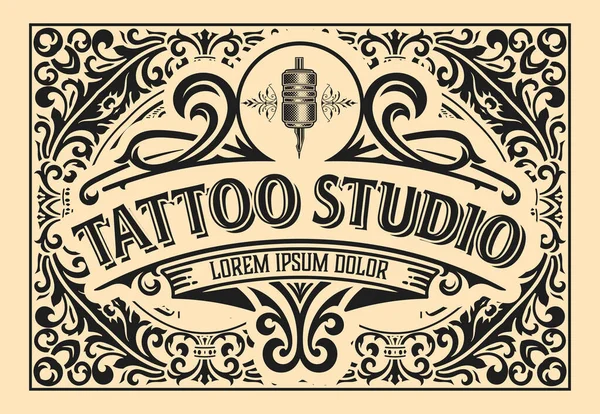 Логотип Татуювання Вінтажними Прикрасами Шаруватий — стоковий вектор
