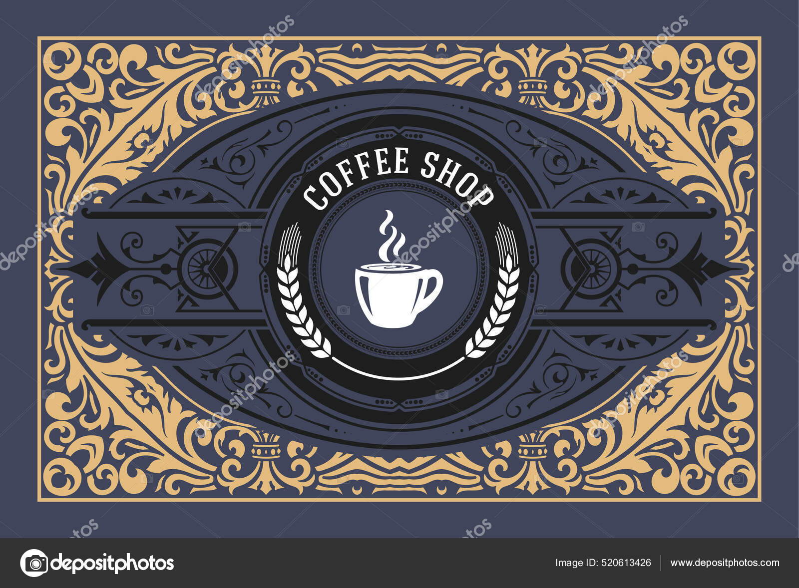 Vector Coffee Shop Label Cafe Business Stock Vector by ©roverto007