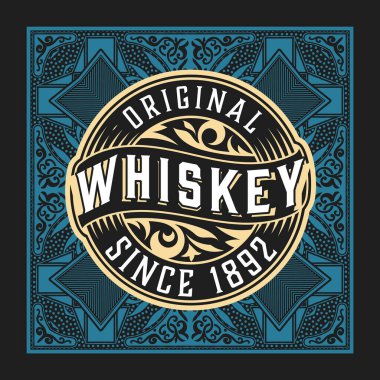 Eski çerçeveli viski etiketi