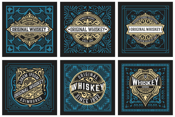 Набор из 6 этикеток. Западный стиль