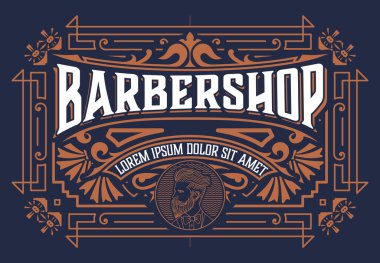 Klasik stil ile klasik berber dükkanı etiketi